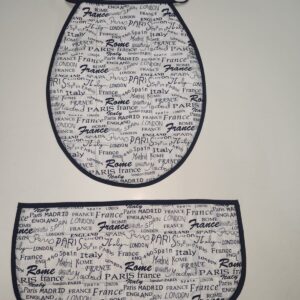 Accesorio baño estampado letra azul, Sku 0203