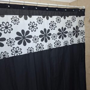 Cortina de Baño Medida Especial Negro Diseño Flor Negra 200X200 cms SKU 0266