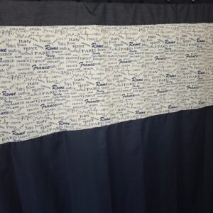 Cortina de Baño Blanco azul letra azul 180x200 cms SKU 0477